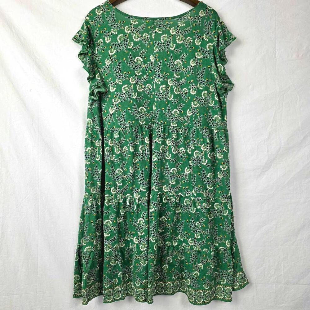 Max Studio 3X Green Floral Tiered Ruffle Sleeve Dress - Picture 5 of 8